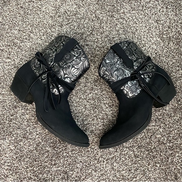 Dingo Valerie Paisley Black Silver Western Booties Floral Leather Women’s 8.5 - Picture 4 of 8